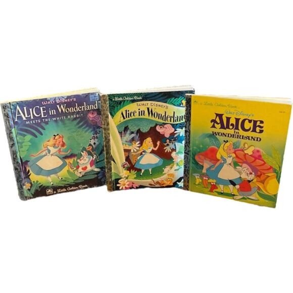 Walt Disneys Alice In Wonderland Little Golden Books Set Of 3 Illustrated - Picture 1 of 4